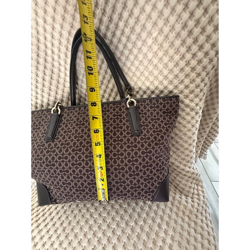 Coach Signature C Women’s Madison Canvas Tote Brown Leather Trim Gold Hardware - Picture 9 of 12